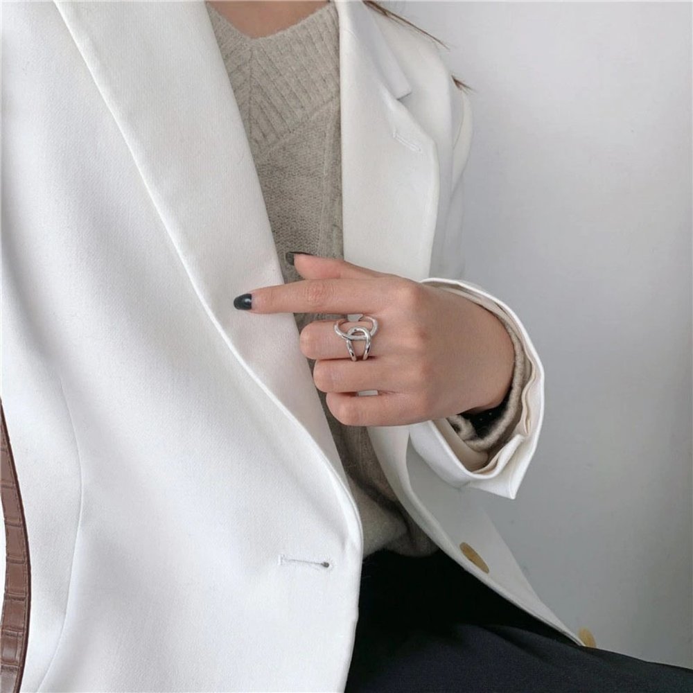 *Gold/Sterling Silver Knot Cross Adjustable Ring - Picture 3 of 15